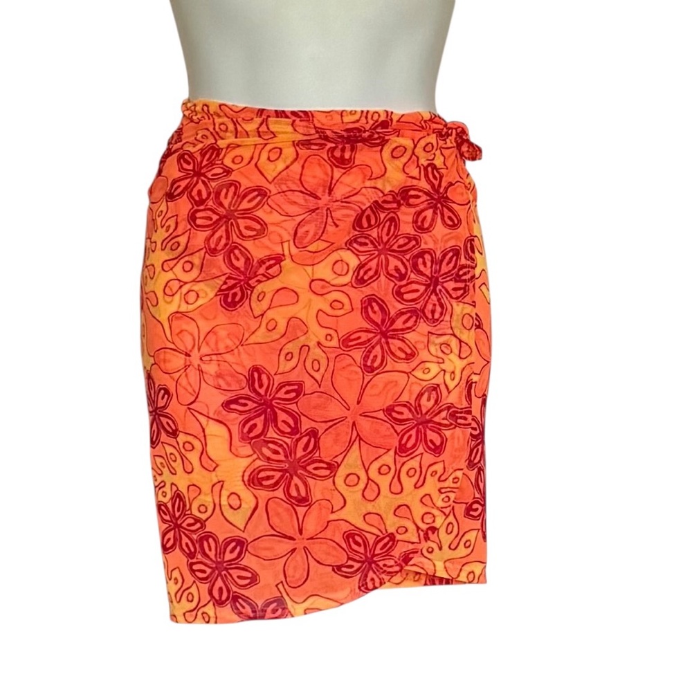 Seafolly Australia Floral Orange and Red Swim Sarong